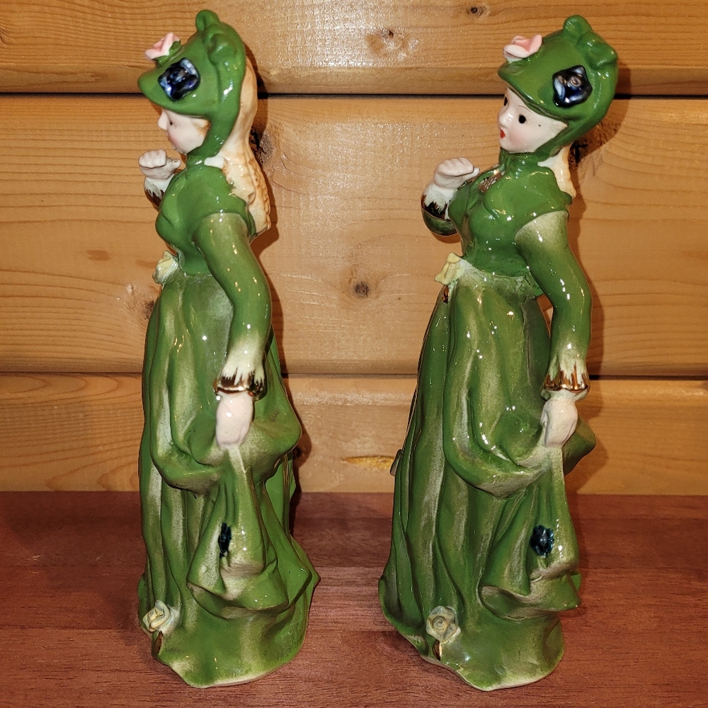 VTG Victorian Dancing Lady in Irish Green Dress Porcelain Figurine St Patrick's - Picture 2 of 12
